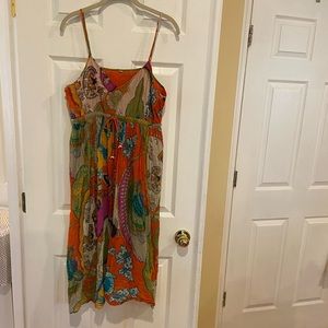 World Market Size M Beautiful Cotton Floral Abstract Colorful Pattern Sun Dress